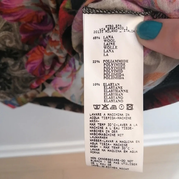 ETRO Wool Blend Floral Paisley Art to Wear 3/4 Sleeve Sheath Dress 44 IT or 8 US - Picture 13 of 16